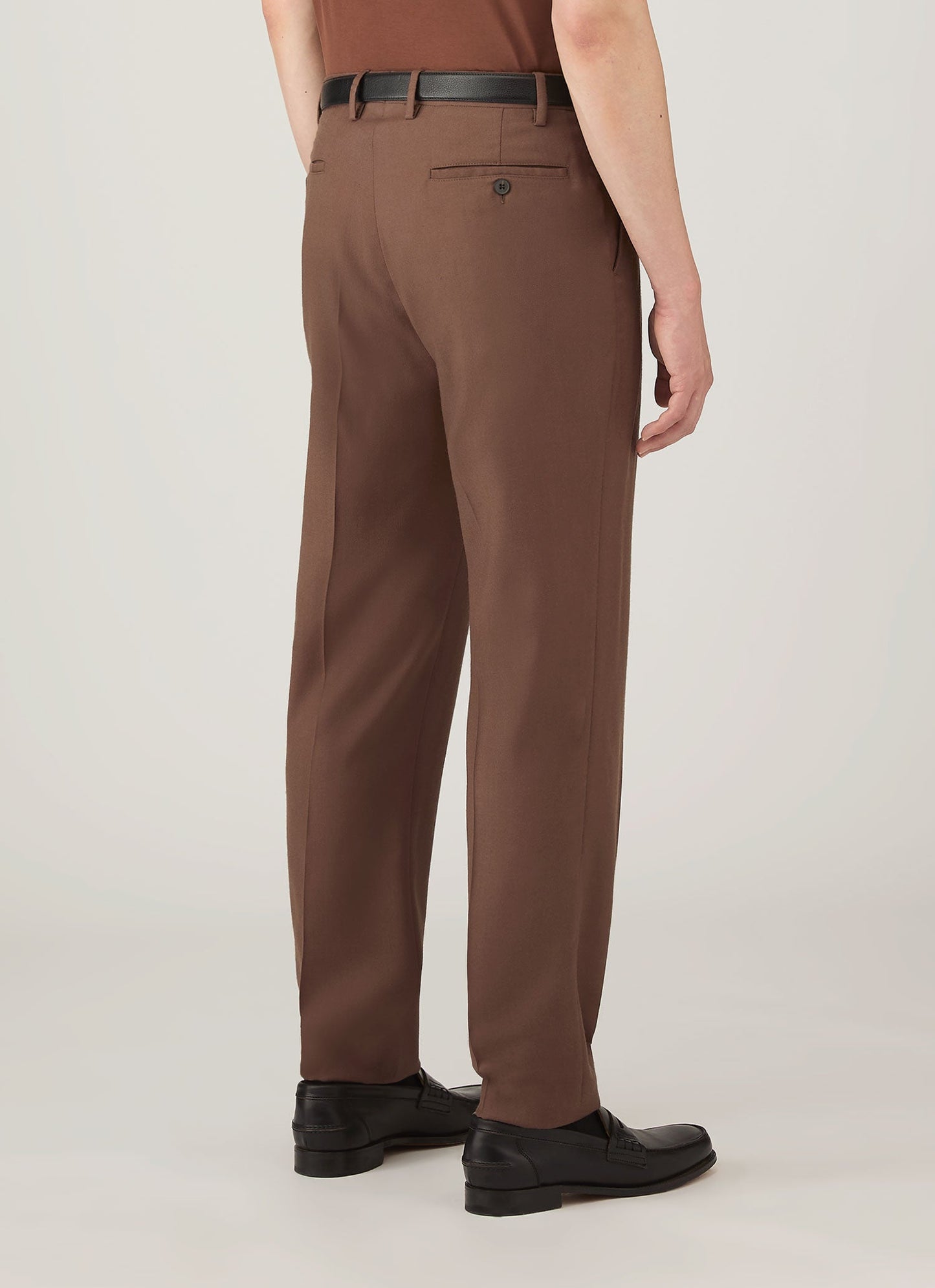 Mens Pleated Wool Twill Trouser In Light Brown Mtrs3122 Brdb