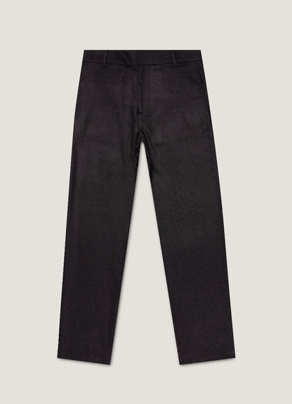Mens Wool Cashmere Flannel Trouser In Charcoal Melange Mtrs3125 Gyad