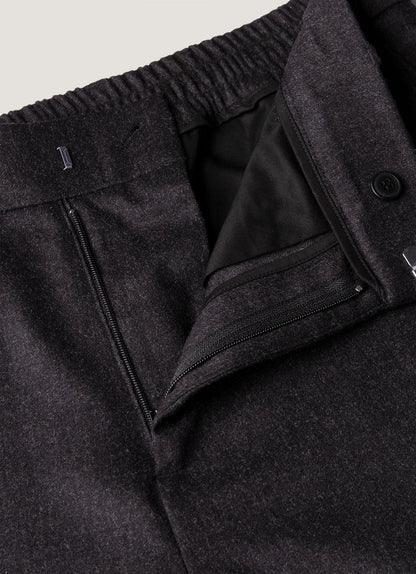 Mens Wool Cashmere Flannel Trouser In Charcoal Melange Mtrs3125 Gyad