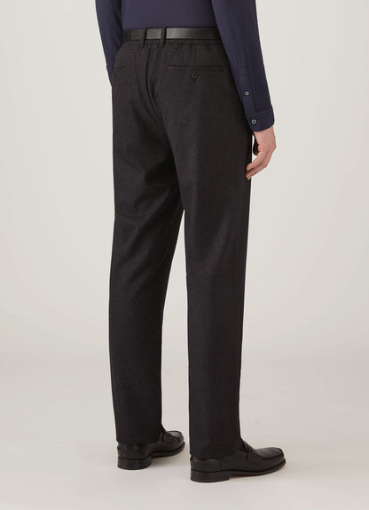 Mens Wool Cashmere Flannel Trouser In Charcoal Melange Mtrs3125 Gyad