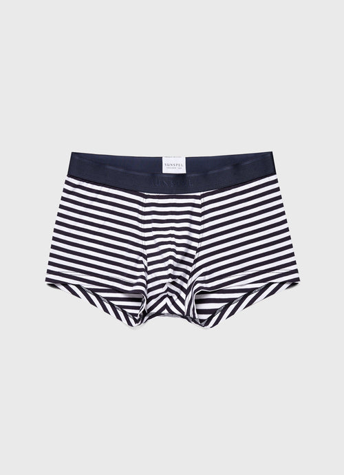 Mens Stretch Cotton Trunks In White Navy Mtru4615Ses Stml