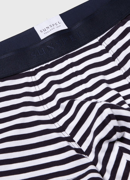 Mens Stretch Cotton Trunks In White Navy Mtru4615Ses Stml