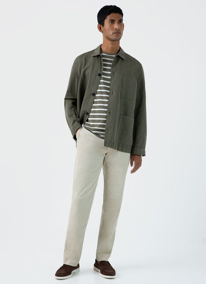 Mens Classic Tshirt In Khaki Ecru Breton Stripe Mtsh0001Brs Stlm