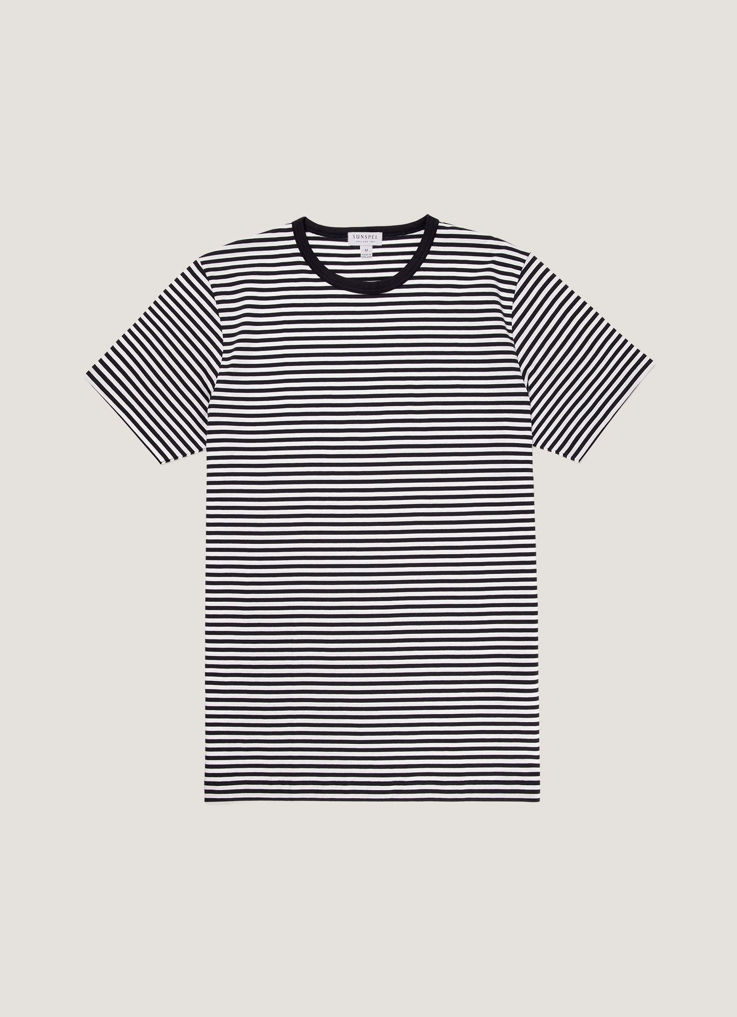 Mens Long Staple Cotton T Shirt English Stripe Navy White Jmtsh0001Es Staa