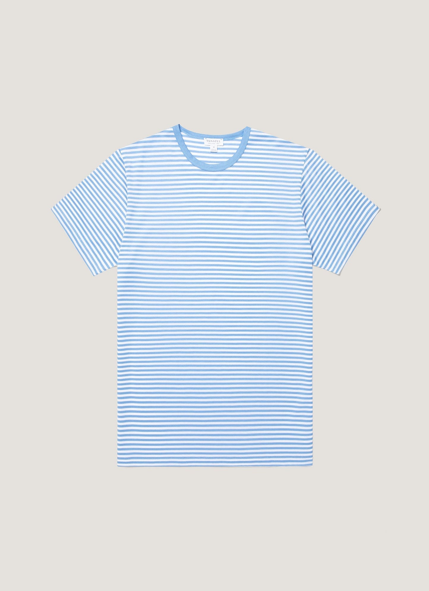Mens Classic Tshirt In White Azure Blue English Stripe Mtsh0001Es Stoe