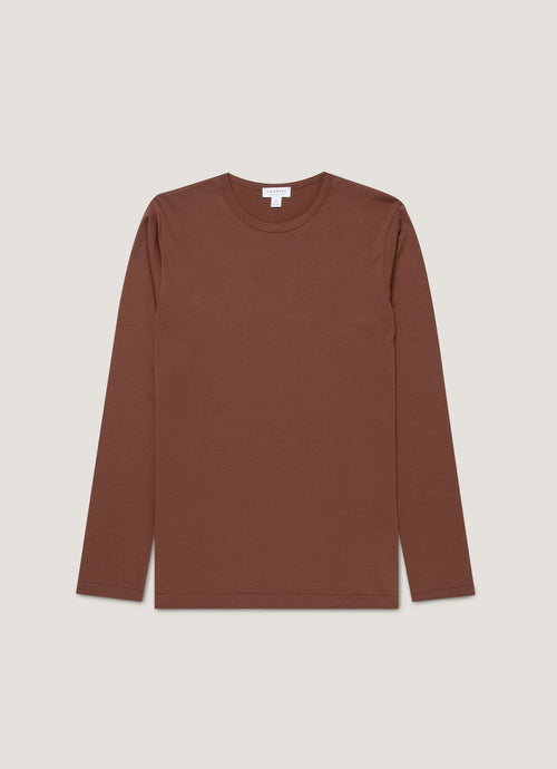 Mens Long Sleeve Classic Tshirt In Conker Brown Mtsh0003 Brgl