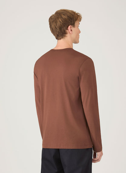 Mens Long Sleeve Classic Tshirt In Conker Brown Mtsh0003 Brgl