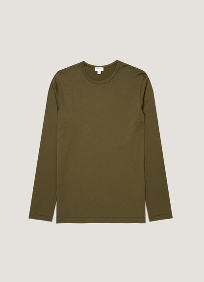 Mens Long Sleeve Classic Tshirt In Deep Olive Mtsh0003 Gniz