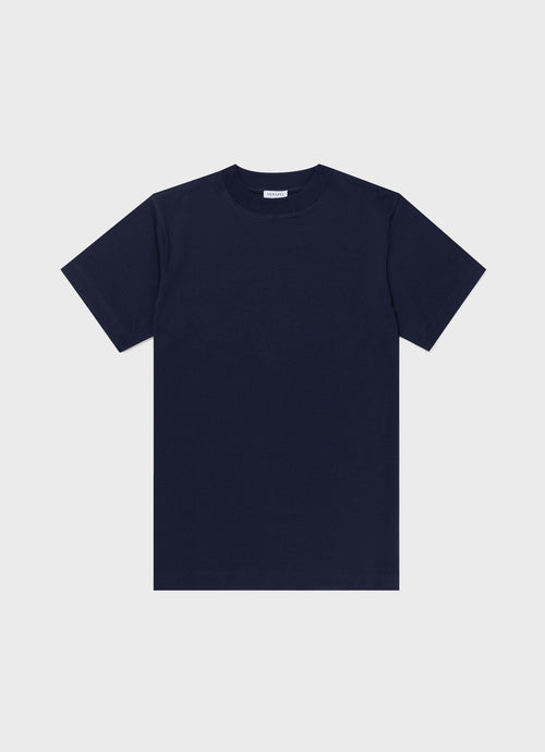 Mens Mock Turtle Tshirt Brushed Cotton Navy Mtsh0049