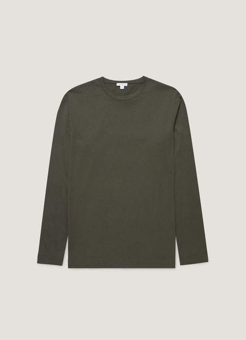 Mens Long Sleeve Riviera Midweight Tshirt In Dark Green Mtsh0136S Gnin