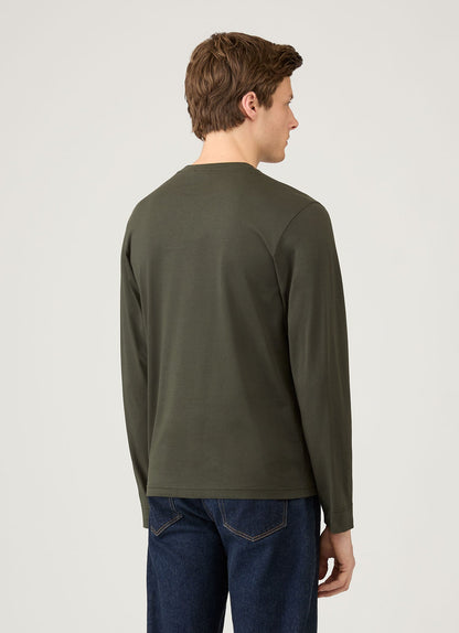 Mens Long Sleeve Riviera Midweight Tshirt In Dark Green Mtsh0136S Gnin