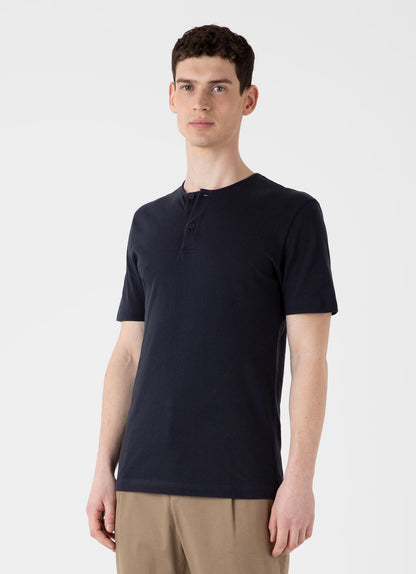 Mens Riviera Henley In Navy Mtsh0177 Buaa