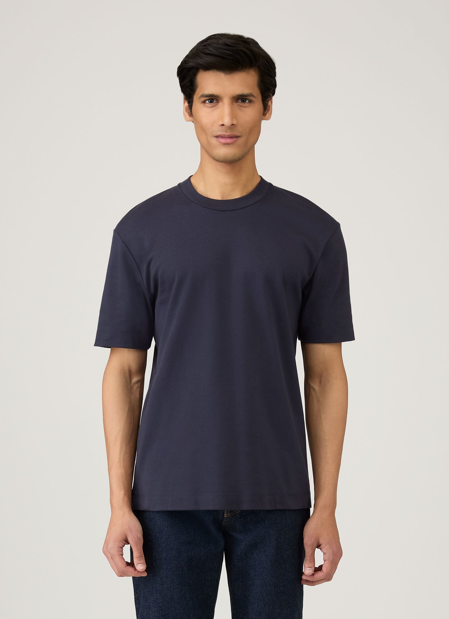 Mens Relaxed Fit Heavyweight Tshirt In Navy Mtsh0181 Buaa