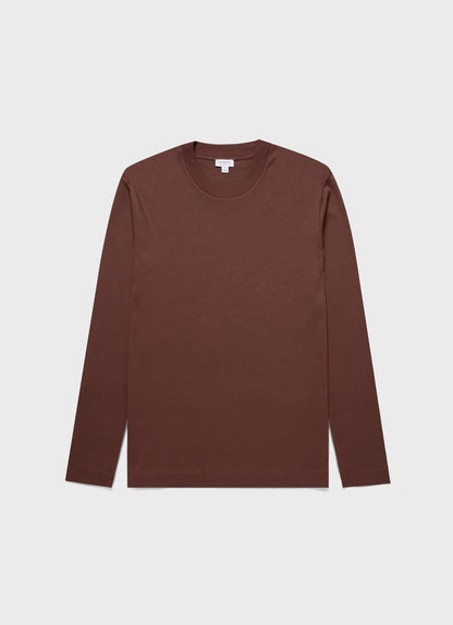 Mens Long Sleeve Heavyweight Tshirt In Cocoa Brown Mtsh0182 Brfn