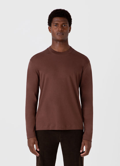 Mens Long Sleeve Heavyweight Tshirt In Cocoa Brown Mtsh0182 Brfn