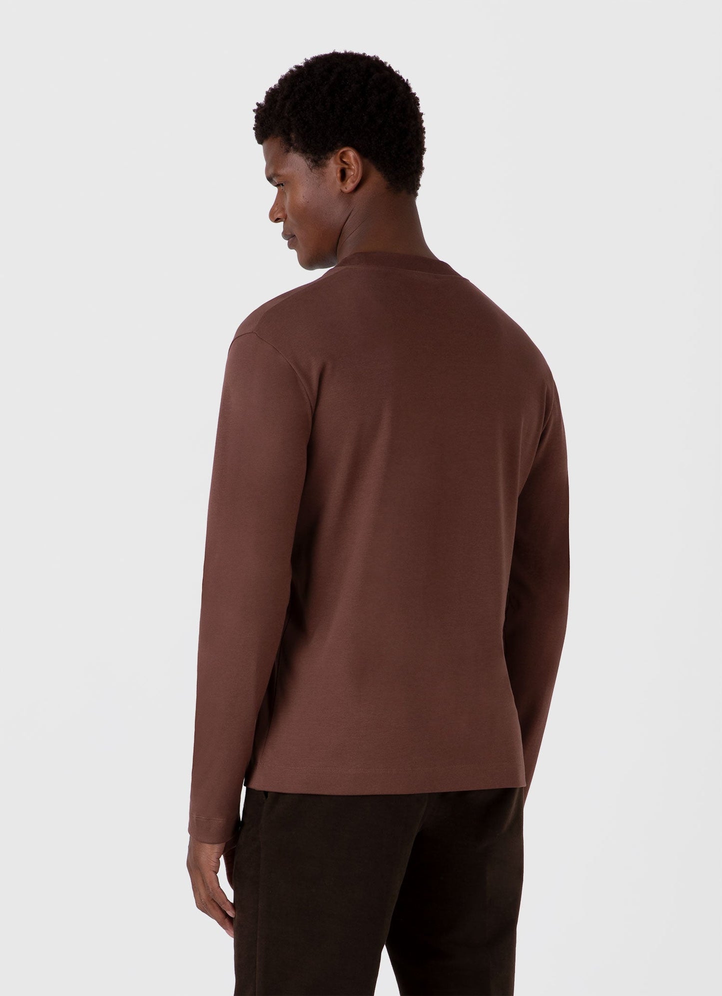 Mens Long Sleeve Heavyweight Tshirt In Cocoa Brown Mtsh0182 Brfn