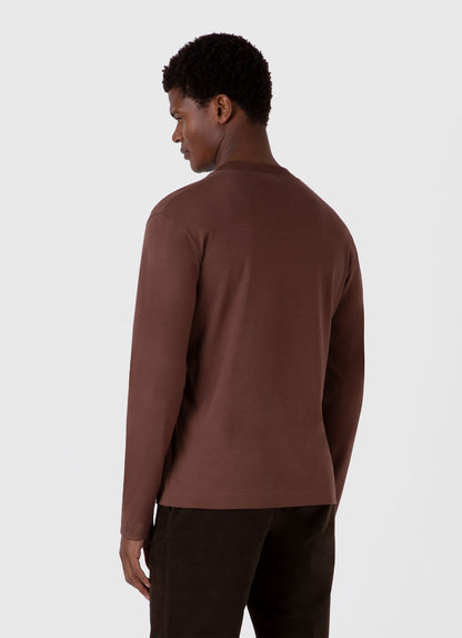 Mens Long Sleeve Heavyweight Tshirt In Cocoa Brown Mtsh0182 Brfn
