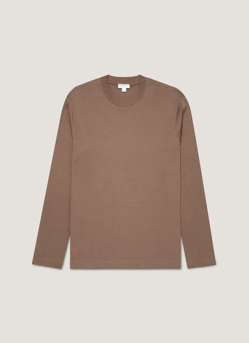 Mens Long Sleeve Heavyweight Tshirt In Bark Mtsh0182 Brgc