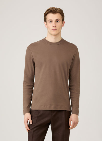 Mens Long Sleeve Heavyweight Tshirt In Bark Mtsh0182 Brgc