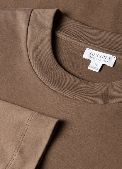 Mens Long Sleeve Heavyweight Tshirt In Bark Mtsh0182 Brgc