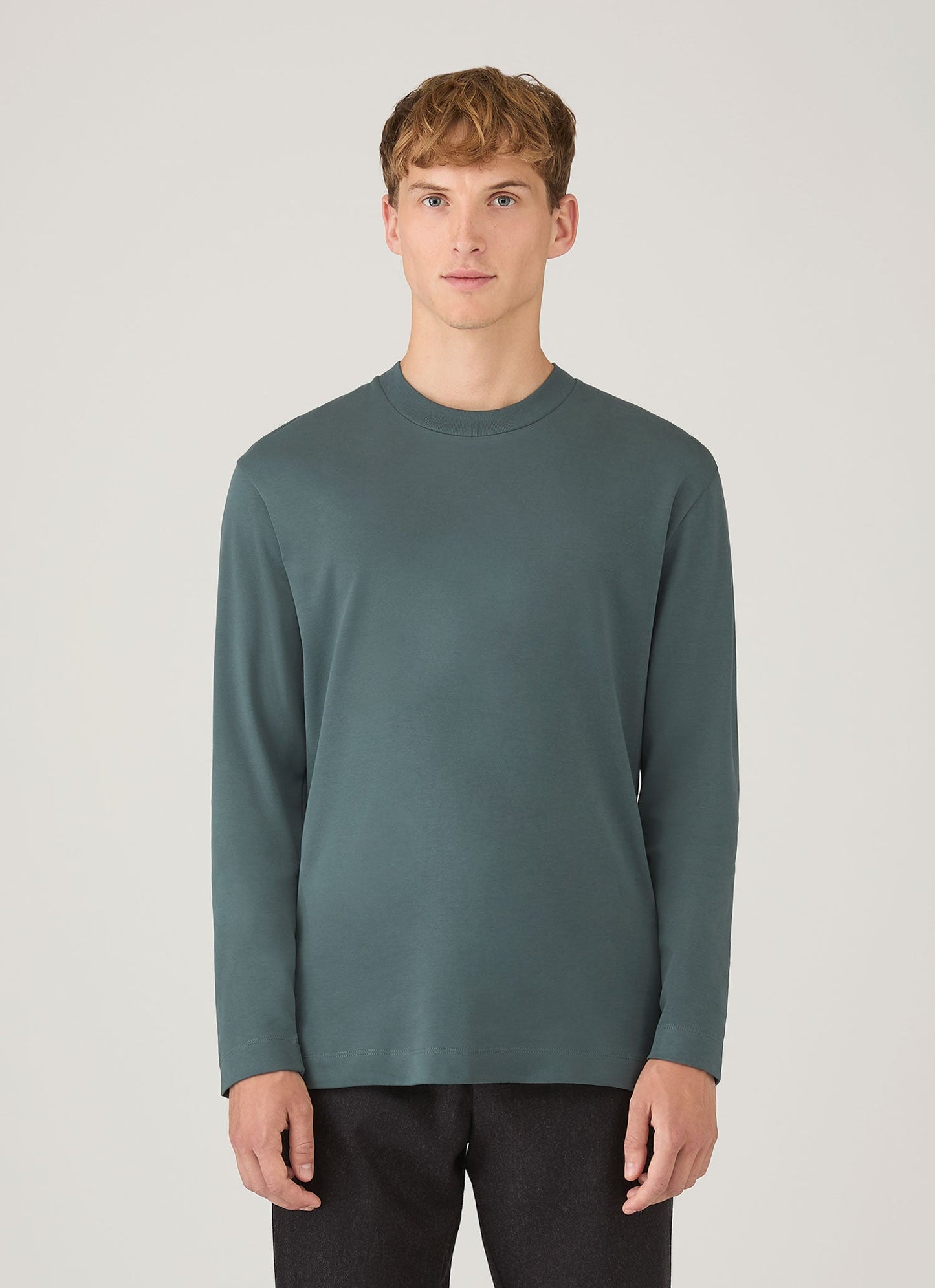Mens Long Sleeve Heavyweight Tshirt In Dark Petrol Mtsh0182 Gnit