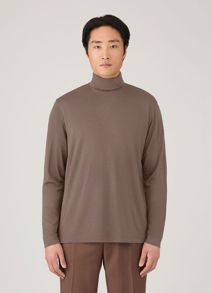 Mens Ultrafine Merino Roll Neck In Sandstone Mtsh0198 Brfc