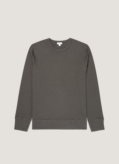 Mens Long Sleeve Cellulock Crew Neck In Charcoal Mtsh0201 Gyab