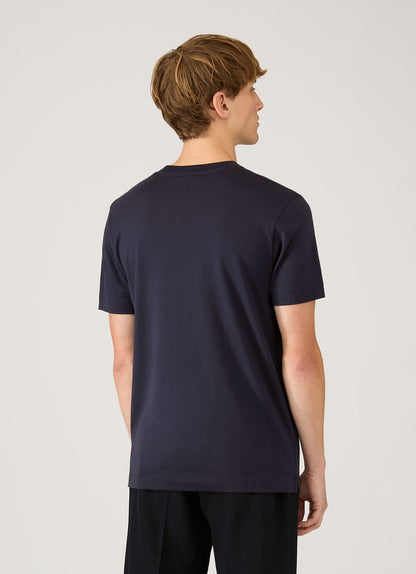 Mens Silk Cotton Cashmere Tshirt In Navy Mtsh0203 Buaa