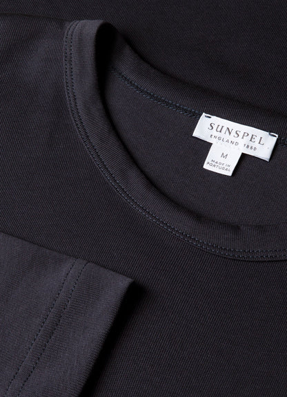 Mens Long Sleeve Heavyweight Jersey Tshirt In Navy Mtsh0206 Buaa
