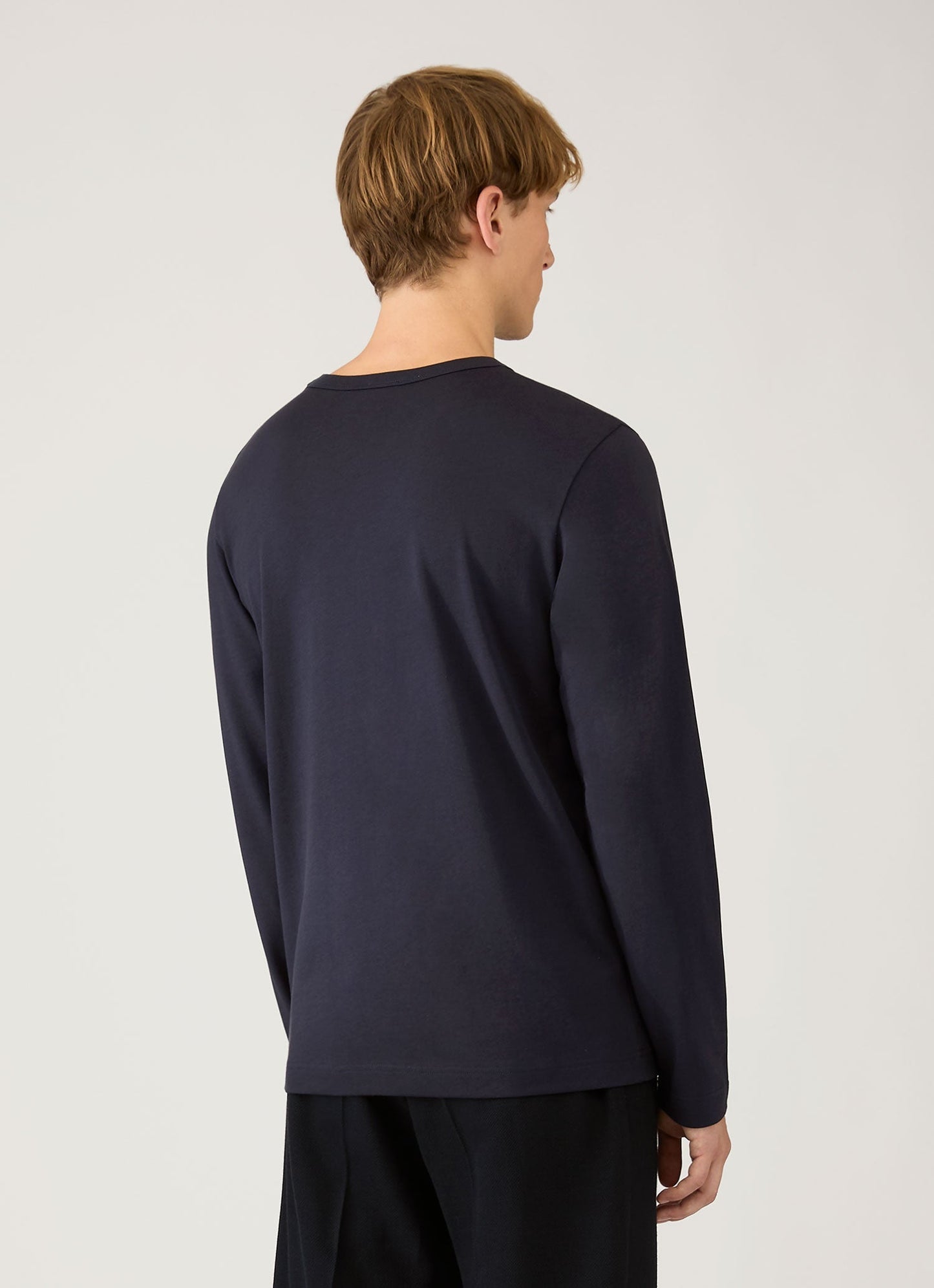 Mens Long Sleeve Heavyweight Jersey Tshirt In Navy Mtsh0206 Buaa