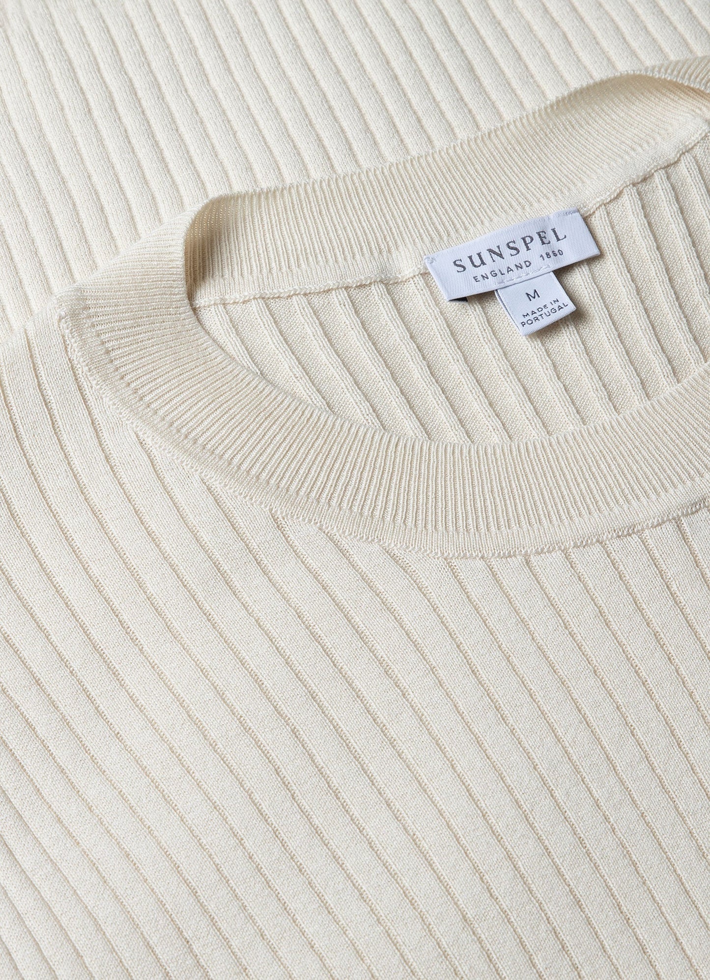 Mens Fine Rib Silk Cotton Tshirt In Ecru Mtsh8240 Whcr