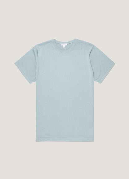 Mens Sea Island Cotton Knit Tshirt In Stone Blue Mtsh8278 Buwt
