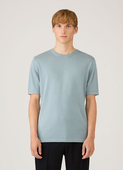 Mens Sea Island Cotton Knit Tshirt In Stone Blue Mtsh8278 Buwt