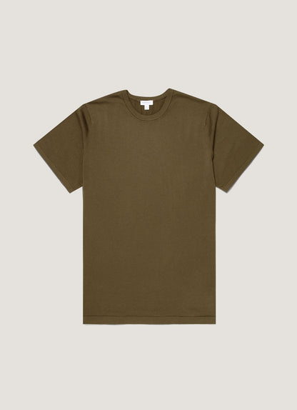 Mens Sea Island Cotton Knit Tshirt In Deep Olive Mtsh8278 Gniz