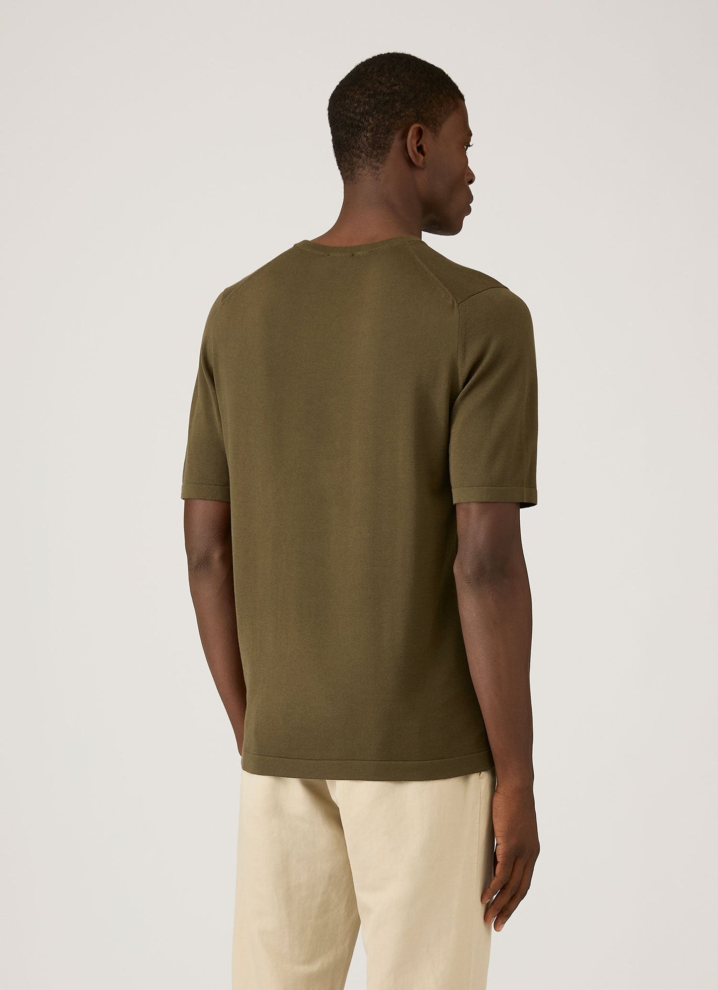 Mens Sea Island Cotton Knit Tshirt In Deep Olive Mtsh8278 Gniz