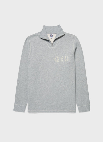 Mens Nigel Cabourn Half Zip Sweatshirt In Light Grey Melange Ncmswe1579 Gybr