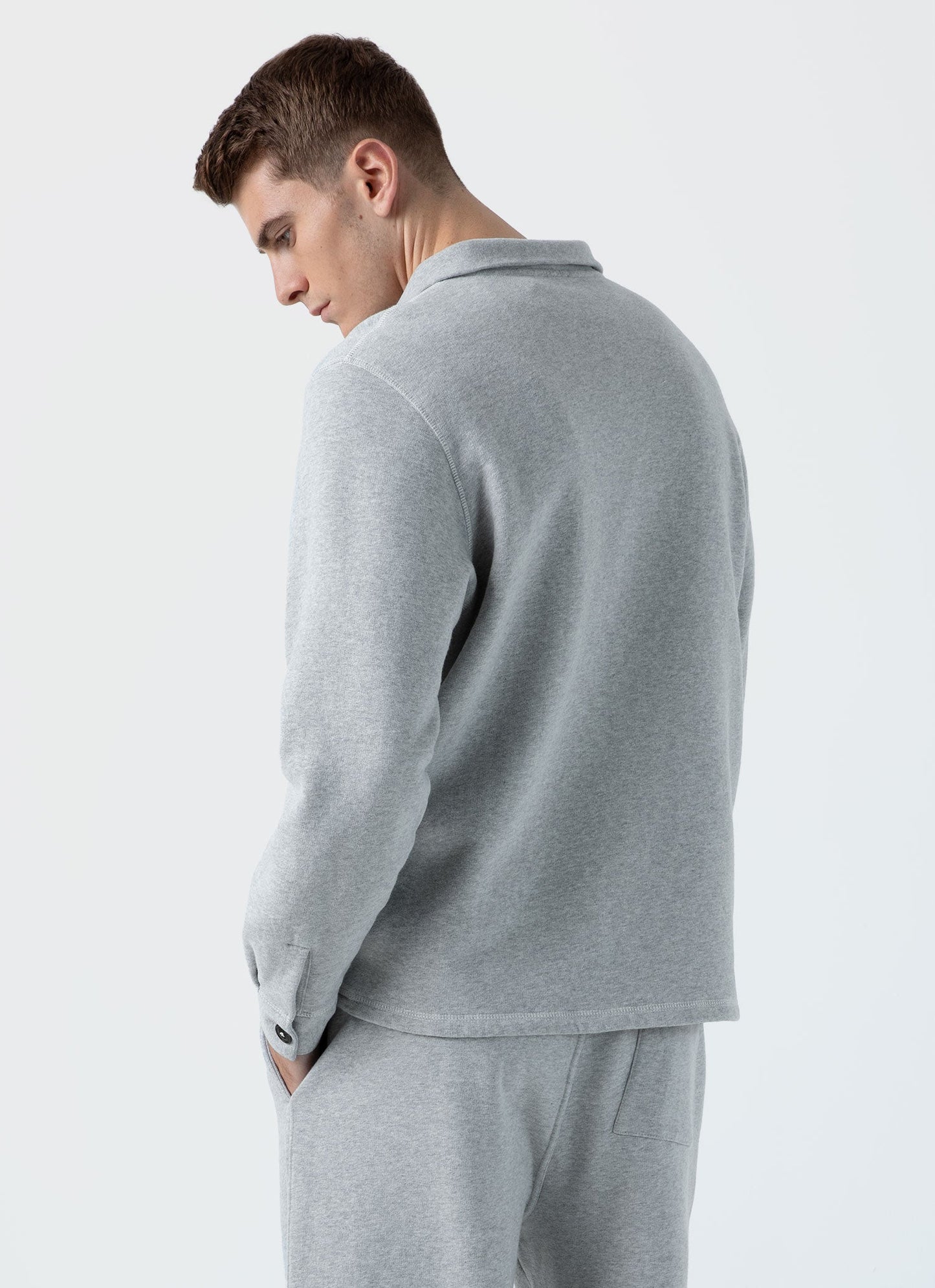 Mens Nigel Cabourn Half Zip Sweatshirt In Light Grey Melange Ncmswe1579 Gybr
