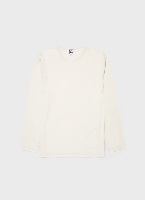 Mens Nigel Cabourn Long Sleeve Tshirt In Stone White Ncmtsh0172 Whhm