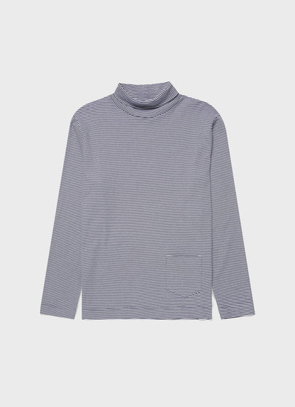 Mens Nigel Cabourn Carbon Brushed Roll Neck In Navy White Ncmtsh0185Ms Stmk