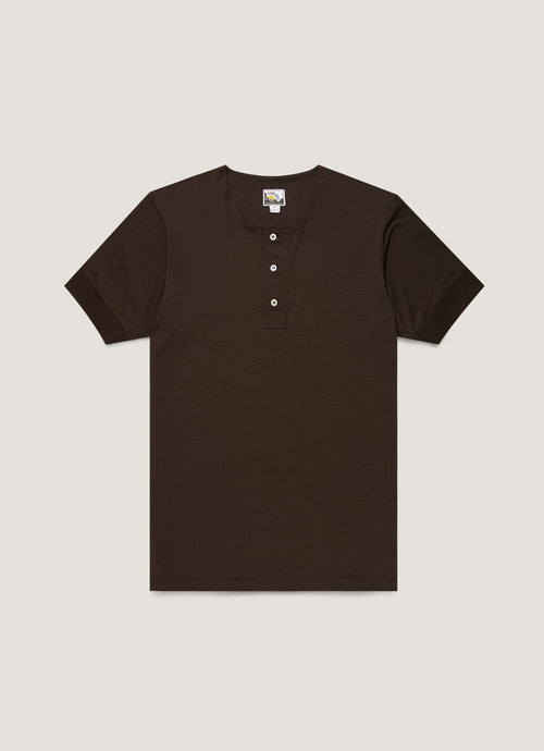 Mens Paul Weller Henley In Dark Brown Pwmtsh0115 Brha