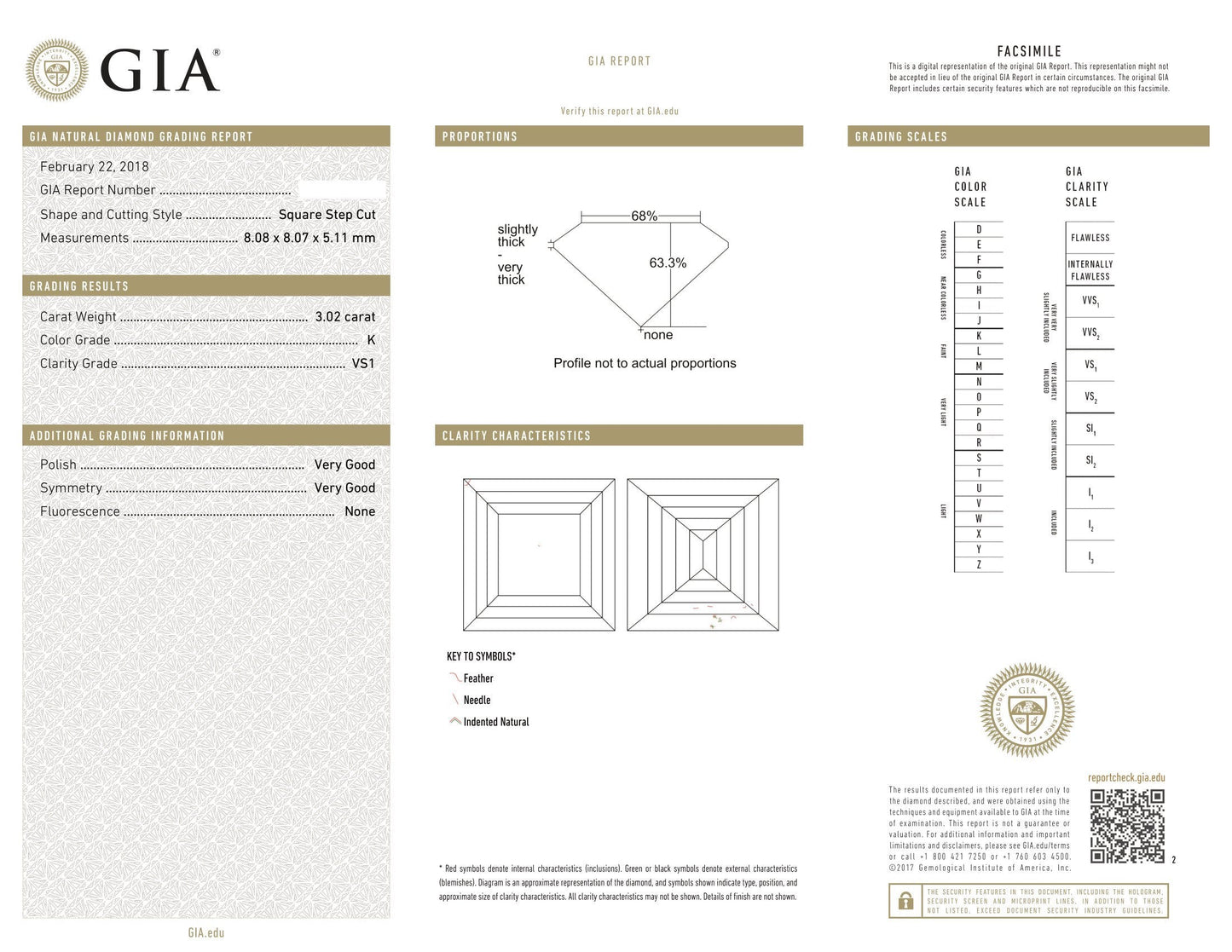 3.05 Asscher Natural Diamond in Whisper Thin®
