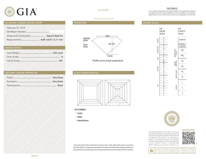 3.05 Asscher Natural Diamond in Whisper Thin®