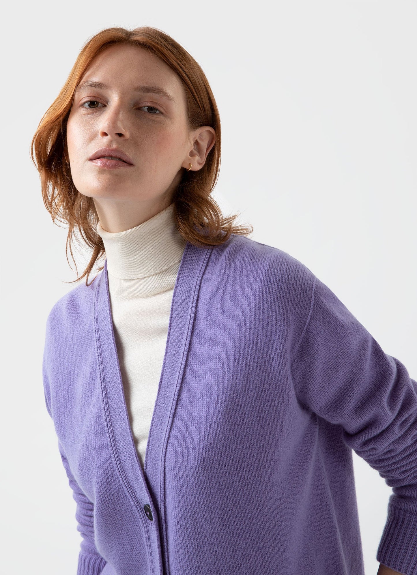 Womens Lambswool Cardigan In Heather Wcar8137 Prar