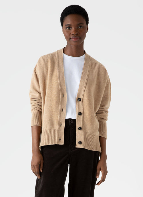 Womens Lambswool Cardigan In Light Camel Wcar8183 Brat