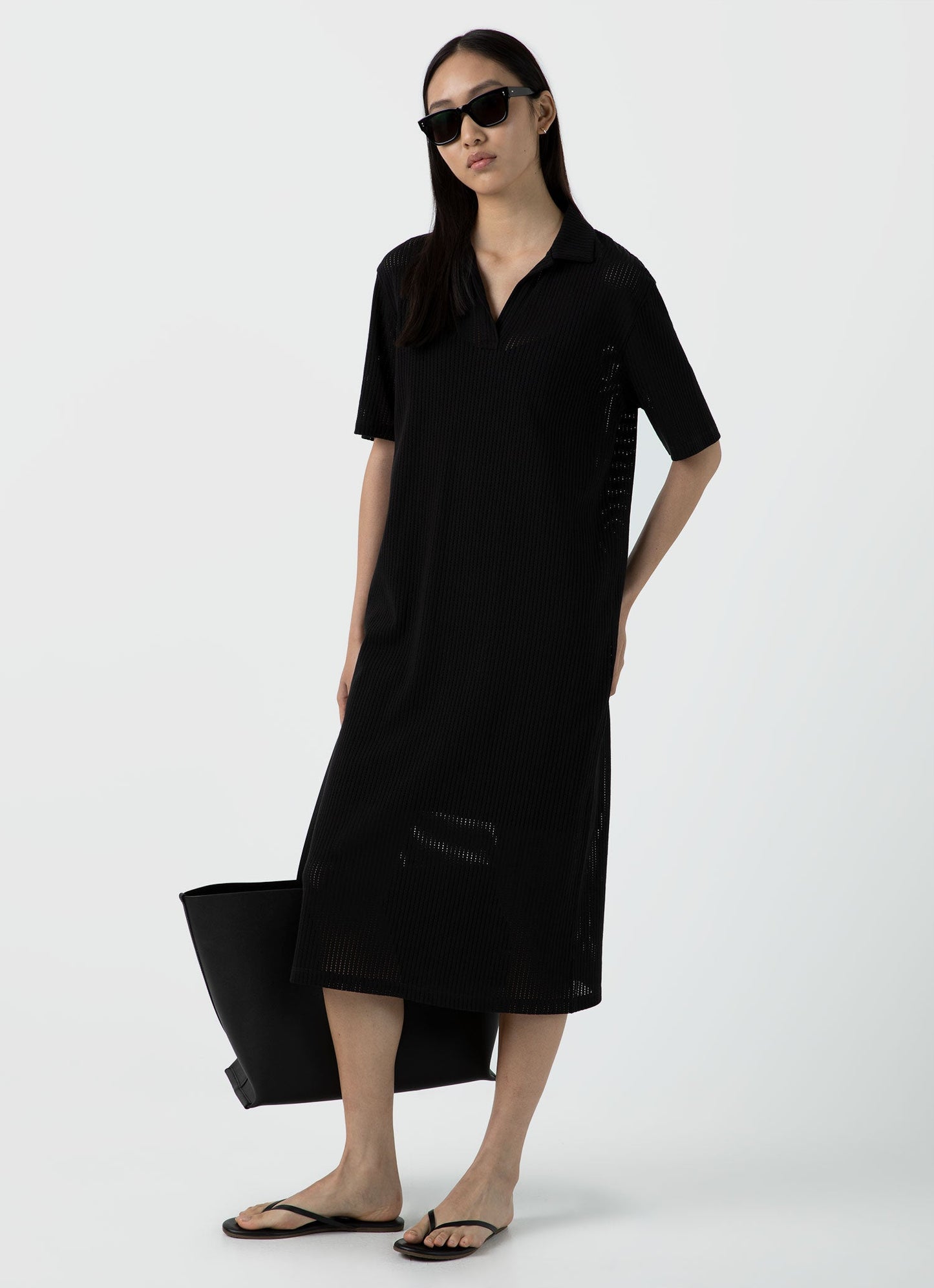 Womens Lace Mesh Polo Dress In Black Wdre6084 Bkaa