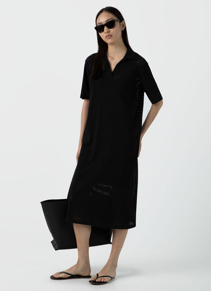 Womens Lace Mesh Polo Dress In Black Wdre6084 Bkaa