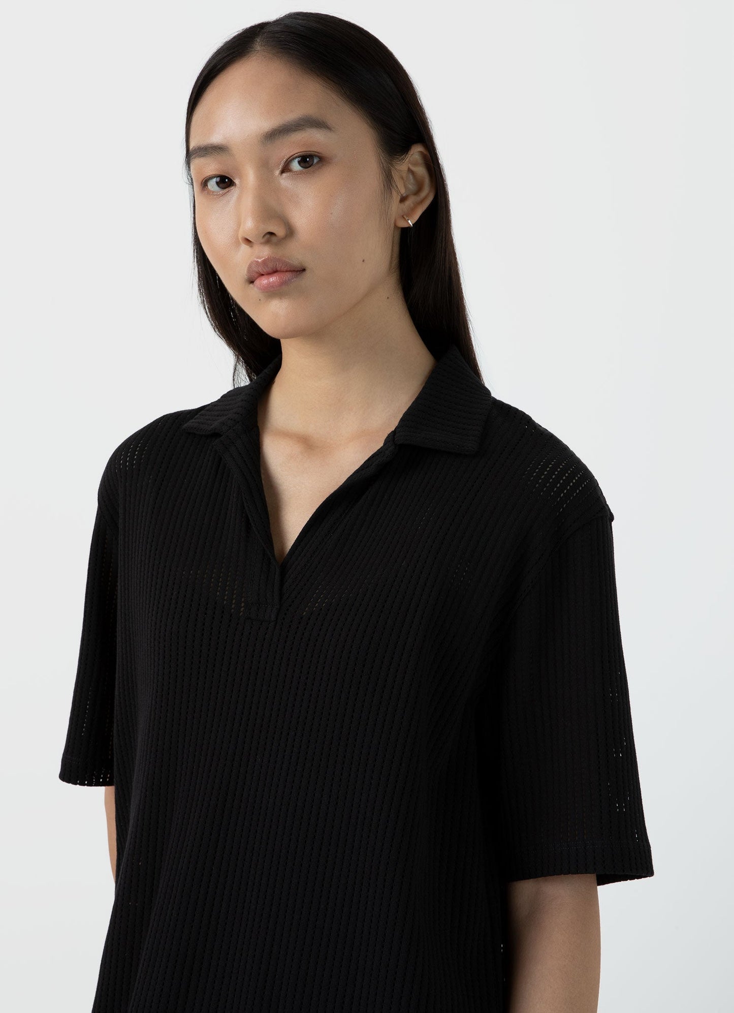 Womens Lace Mesh Polo Dress In Black Wdre6084 Bkaa
