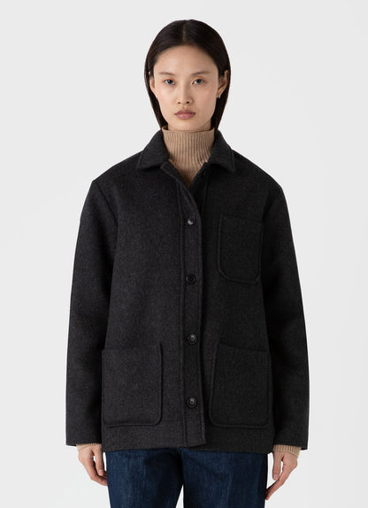 Womens Double Faced Twin Pocket Jacket In Charcoal Melange Wjac7047 Gyad