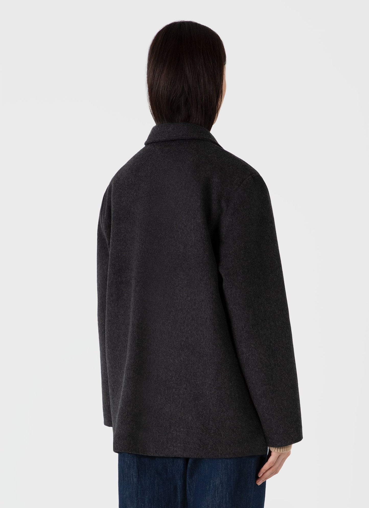 Womens Double Faced Twin Pocket Jacket In Charcoal Melange Wjac7047 Gyad