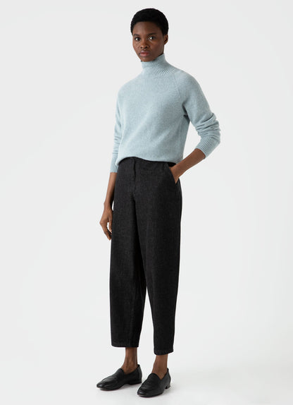 Womens Lambswool Funnel Neck Jumper In Blue Sage Wjum8052 Busy